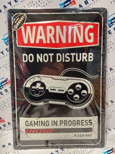 Warning - do not disturb - Gaming in progress - fémplakát  fém tábla (20x30 cm)