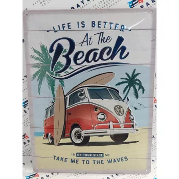   Volkswagen VW T1 Transporter Life is better - fémplakát  fém tábla (30x40cm)