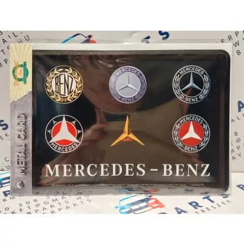   Mercedes Logo retró fémplakát  fém képeslap tábla  (14x10cm)