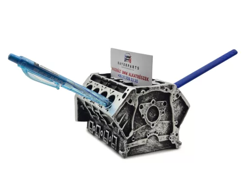 V8 motor motorblokk asztali tolltartó / névjegytartó dísz