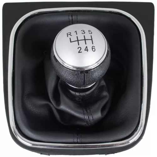 VW Touran 09-12 sebességváltó gombfej SILVER + FEKETE gumiharmonika kerettel CHROM 6 SEBESSÉGES