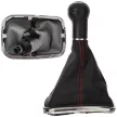 VW Golf IV 97-03 sebességváltó gombfej + porvédő gumiharmonika PIROS szállal és KRÓM kerettel 5 SEBESSÉG FURAT 12MM