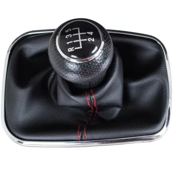   VW Golf IV 97-03 sebességváltó gombfej + porvédő gumiharmonika PIROS szállal és KRÓM kerettel 5 SEBESSÉGES FURAT 23MM