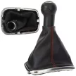 VW Golf IV 97-03 sebességváltó gombfej + porvédő gumiharmonika PIROS szállal és KRÓM kerettel 5 SEBESSÉGES FURAT 23MM