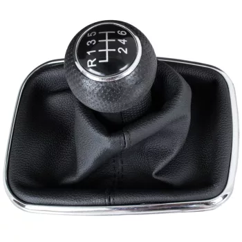   VW Golf IV 97-03 sebességváltó gombfej FEKETE + porvédő gumiharmonika krómkerettel 6 SEBESSÉG 12MM FURAT