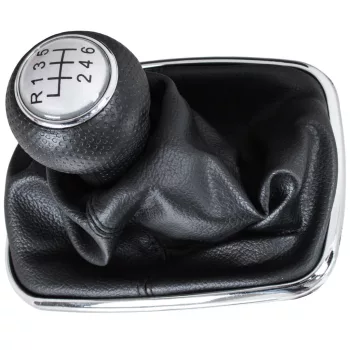   VW Golf IV 97-03 sebességváltó gomb SILVER + porvédő gumiharmonika kerettel CHRÓM 6 SEBESSÉG FURAT 12MM