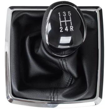   Ford Focus Mk2 04-11 sebességváltó gombfej FEKETE + porvédő gumiharmonika krómkerettel 5 SEBESSÉGES