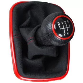   VW Golf IV 97-06 sebességváltó gombfej + MEGVEZETVE PIROS KERETES 5 SEBESSÉGES 23 MM