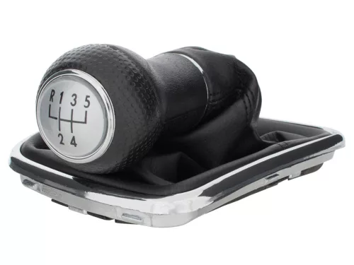 VW Golf IV 98-05 sebességváltó gombfej SILVER + gumiharmonika CHRÓM kerettel, 12 MM FURAT