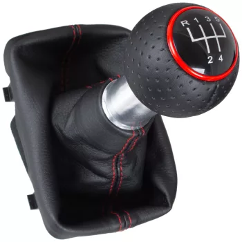   Audi A3 I 8L 96-03 sebességváltó gombja FEKETE + FEKETE HARMONIKA PIROS CÉRNÁVAL PIROS GYŰRŰ 5 SEBESSÉG HÁTRAMENET FENT