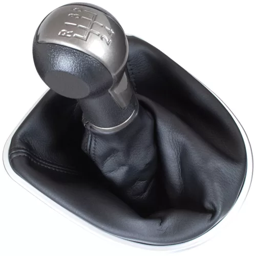 Seat Leon II 2005- sebességváltó gombfej FEKETE-BÉZS + porvédő gumiharmonika krómkerettel 5 SEBESSÉG