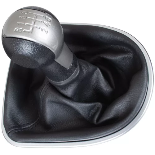 Seat Altea 2004- sebességváltó gombfej FEKETE-BÉZS + porvédő gumiharmonika krómkerettel 6 SEBESSÉGES