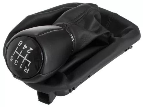 Seat Leon I 99-06 sebességváltó gombfej FEKETE + gumiharmonika kerettel, 6 SEBESSÉGES
