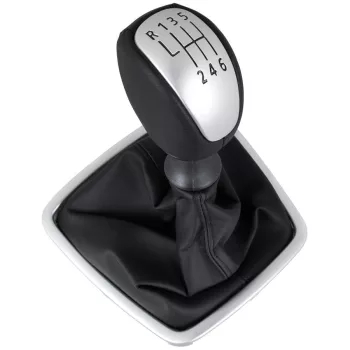   Renault Laguna III 07-15 sebességváltó gombja FEKETE / SILVER + FEKETE VÁLTÓSZOKNYA SILVER KERETTEL 6 SEBESSÉG