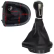 Seat Leon II 05-13 sebességváltó gomb FEKETE ECOBŐR + gumiharmonika kerettel, 5 SEBESSÉGES