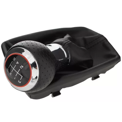 Audi A4 B8 07-15 sebességváltó gombja FEKETE + CHROM 6 SEBESSÉG + FEKETE HARMONIKA FEKETE VARRÁSSAL