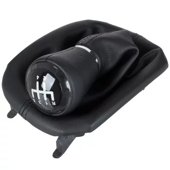   Audi A3 8L 96-03 sebességváltó gombfej FEKETE MŰBŐR 5 SEBESSÉGES + fekete gumiharmonika kerettel, 12 MM FURATTAL