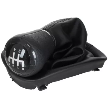   Audi A3 8L 96-03 sebességváltó gombfej FEKETE MŰBŐR 5 SEBESSÉG + fekete gumiharmonika kerettel, 23 MM FURAT
