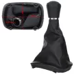Audi A3 8L 96-03 sebességváltó gombfej FEKETE MŰBŐR 5 SEBESSÉG + fekete gumiharmonika kerettel, 23 MM FURAT