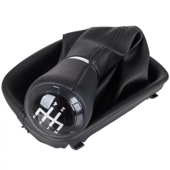   Audi A3 8L 96-03 sebességváltó gombfej FEKETE MŰBŐR 5 SEBESSÉG + fekete gumiharmonika kerettel LYUK 12 MM
