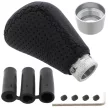 UNIVERZÁLIS sebességváltó gomb TUNING FEKETE BŐR + SILVER 5 SEBESSÉG