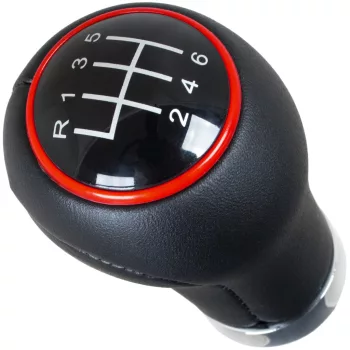   Audi Seat Skoda VW sebességváltó gombfej FEKETE + PIROS GYŰRŰ + KRÓM 6 SEBESSÉGES