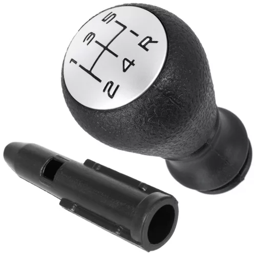 Peugeot 207 sebességváltó gombfej FEKETE + SILVER FEKETE MINTA + adapter / átalakító a sebességváltó karjához, gombfejhez 2 db KOMPLETT