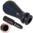 Citroen C2 sebességváltó gombja FEKETE BŐR + KÉK SZÁLLAL 5 SEBESSÉG + adapter / átalakító a sebességváltó kar rúdjához 2 db KOMPLETT