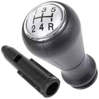   Peugeot 206 sebességváltó gombja SILVER + FEKETE 5 SEBESSÉGES KIOSZTÁS + adapter / átalakító a sebességváltó karhoz, váltógombhoz 2 db KOMPLETT