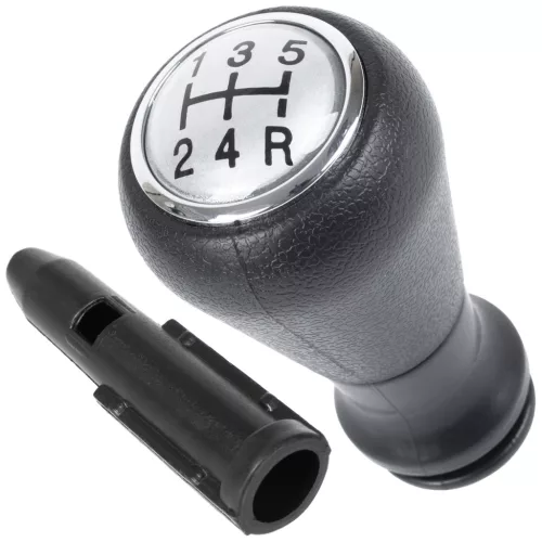 Peugeot 206 sebességváltó gombja SILVER + FEKETE 5 SEBESSÉGES KIOSZTÁS + adapter / átalakító a sebességváltó karhoz, váltógombhoz 2 db KOMPLETT