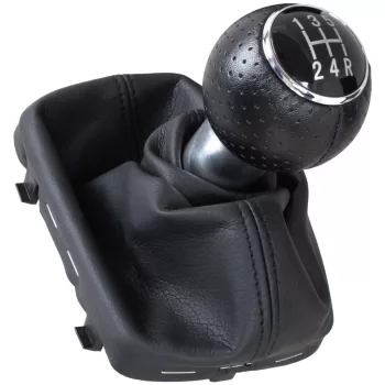   Audi A3 I 8L 96-03 sebességváltó gomb FEKETE + FEKETE PORVÉDŐ HARMONIKA + KRÓM GYŰRŰ 5 SEBESSÉG HÁTRAMENET LENT