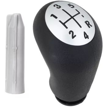  Renault Megane II III sebességváltó gombfej 5 SEBESSÉGES FEKETE + SILVER + adapter / átalakító sebességváltó kar gombfejhez 2 db KOMPLETT