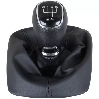   Skoda Octavia II 07-14 sebességváltó gombfej FEKETE ABS + porvédő gumiharmonika kerettel, 5 SEBESSÉGES