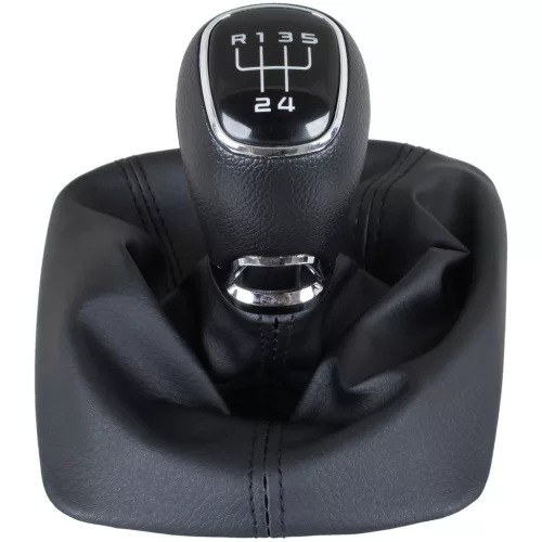 Skoda Octavia II 07-14 sebességváltó gombfej FEKETE ABS + porvédő gumiharmonika kerettel, 5 SEBESSÉGES