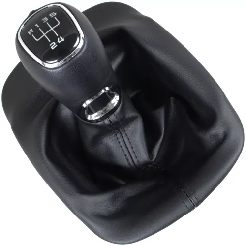 Skoda Octavia I 1996- sebességváltó gomb FEKETE BŐR + porvédő gumiharmonika kerettel 5 SEBESSÉG