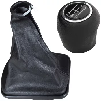   Fiat Grande Punto 05-13 váltógomb FEKETE 5 SEBESSÉGES + váltókar porvédő harang FEKETE + keret FEKETE 2 db KPL