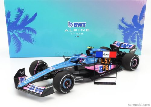 RENAULT  F1  A523 TEAM BWT ALPINE N 10 8th MIAMI GP WITH PIT BOARD 2023 PIERRE GASLY  BLUE BLACK PINK