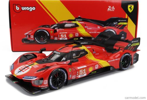 FERRARI  499P 3.0L TURBO V6 TEAM FERRARI AF CORSE N 51 WINNER 24h LE MANS 2023 ALESSANDRO PIER GUIDI - JAMES CALADO - ANTONIO GIOVINAZZI  RED YELLOW BLACK