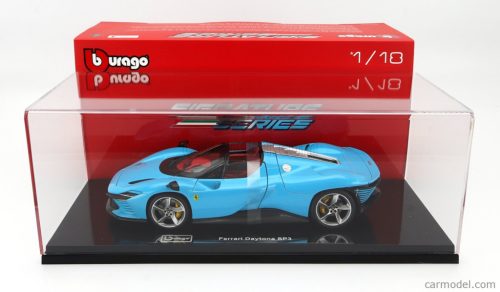 FERRARI  DAYTONA SP3 CLOSED ROOF 2022 - CON VETRINA - WITH SHOWCASE - EXCLUSIVE CARMODEL  MEDIUM BLUE