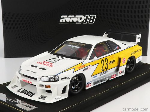 NISSAN  SKYLINE GT-R (R34) N 23 LBWK SUPER SILHOUETTE HOSHINO RETRO LIVERY 2007  WHITE YELLOW