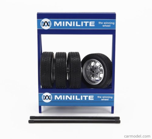 ACCESSORIES  CAVALLETTO SUPPORTO 4X PNEUMATICI MINILITE - METAL RACK WITH 4X TYRES  BLACK SILVER