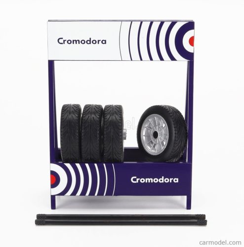 ACCESSORIES  CAVALLETTO SUPPORTO 4X PNEUMATICI CROMODORA - METAL RACK WITH 4X TYRES  BLACK SILVER