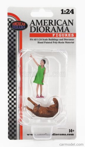 FIGURES  GIRL WHIT DOG  GREEN BROWN