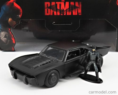 BATMAN  BATMOBILE WITH FIGURE 2022 - THE BATMAN MOVIE  MATT BLACK