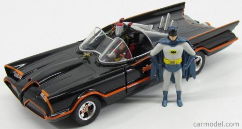 BATMAN  BATMOBILE 1966 - CLASSIC TV SERIES WITH FIGURES BATMAN AND ROBIN  BLACK RED