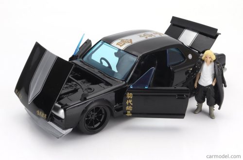 NISSAN  SKYLINE GT-R 1971 WITH MIKEY FIGURE - TOKYO REVENGERS  BLACK