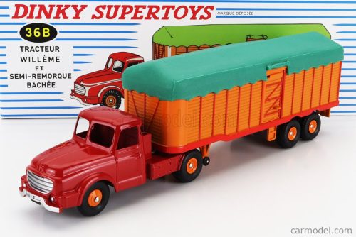 WILLEME  TRACTOR TRUCK + SEMI-REMORQUE BACHEE 1960  RED ORANGE GREEN