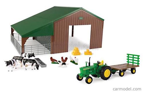 JOHN DEERE  4020 TRACTOR 1968 WITH ANIMALS AND FARM BUILDING - DIORAMA STALLA CON ANIMALI  GREEN