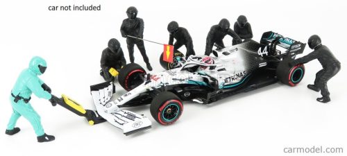 FIGURES  F1  SET 1 2020 - DIORAMA PIT-STOP SET 7 X MECCANICI - MECHANICS - WITH DECALS  BLACK GREEN