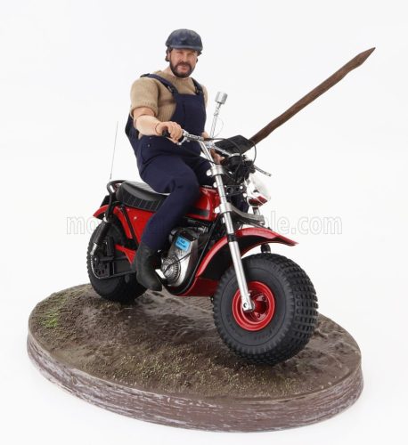 MOTOZODIACO  TUAREG 1972 WITH BUD SPENCER ACTION FIGURE - FROM MOVIE - ALTRIMENTI CI ARRABBIAMO - TV SERIES -  - MOTORCYCLE  RED